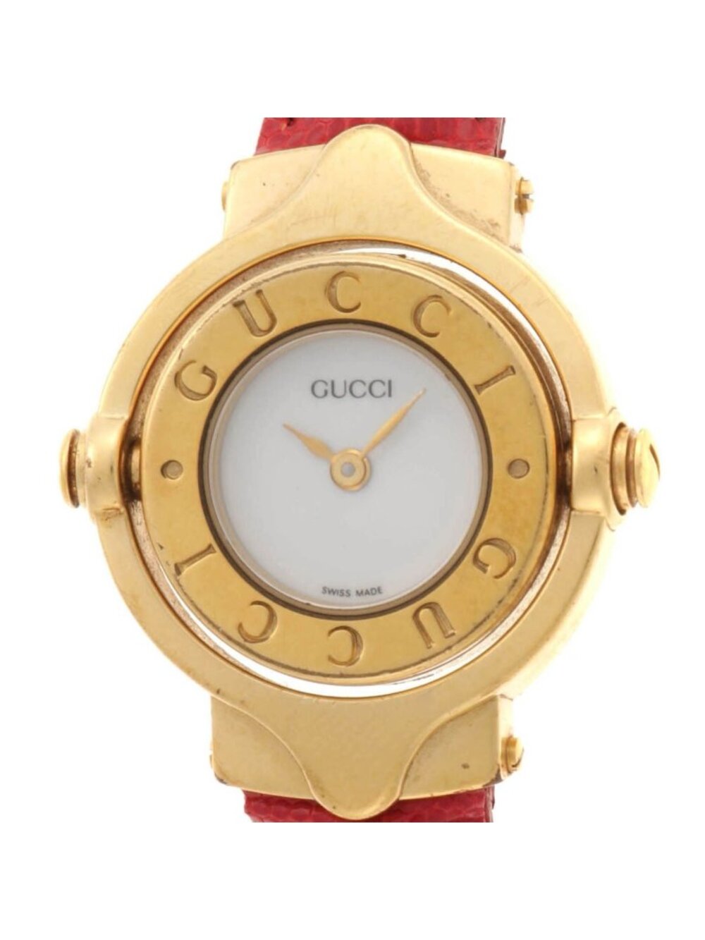 Gucci Turn Face Watch Leather White Dial Quartz
